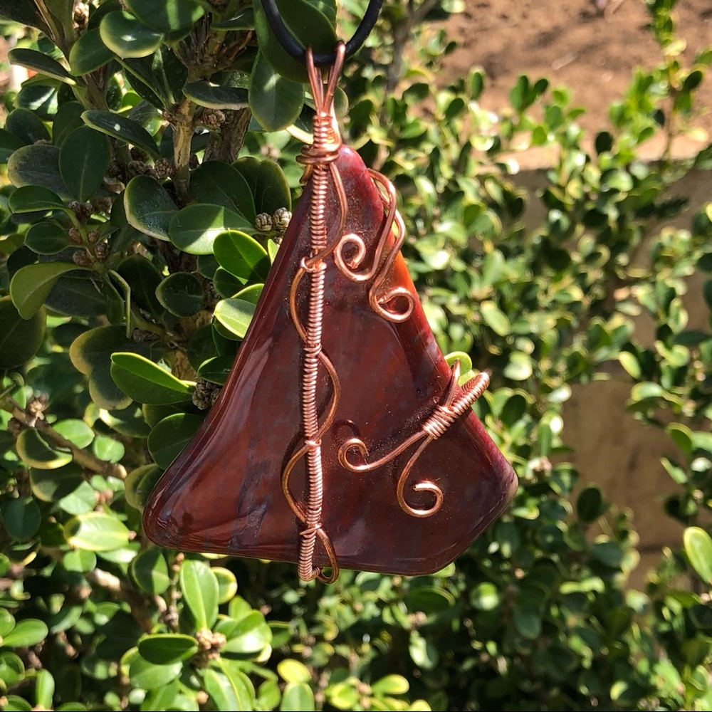 Red Jasper Wrapped Pendant